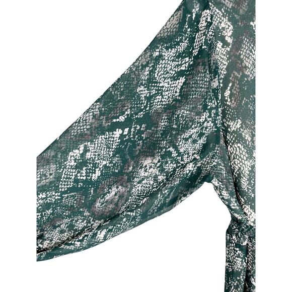 Ava & Viv Faux Wrap Maxi Dress 4X Green Animal Print Lined - Picture 11 of 12